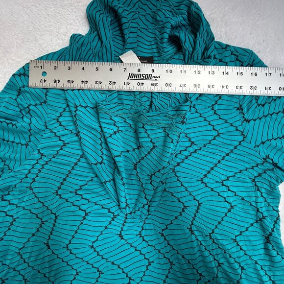 Yushi Womens Cowl Neck Textured Knit Tunic Top Large Blue Pullover 3/4 Sleeve - Picture 4 of 6